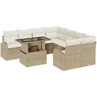 vidaXL - Tuinbank - Set - met - opslag - 9 - pcs - Beige - poly - rattan
