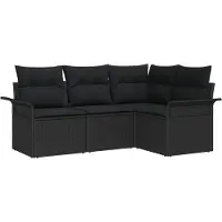 vidaXL Tuinbank Set 4 st Zwart poly rattan