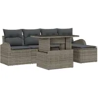 vidaXL Tuinbank Set 6 st Grijs poly rattan