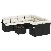 vidaXL Tuinbank Set 9 st Zwart poly rattan
