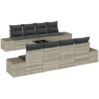 vidaXL Tuinbank Set 8 st Lichtgrijs en Donkergrijs poly rattan