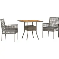 vidaXL Tuin Eettafel Set 3 st Grijs poly rattan