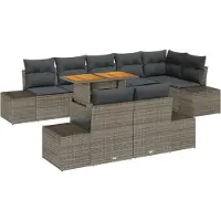 vidaXL Tuinbank Set 9 st Grijs poly rattan