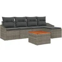 vidaXL Tuinbank Set 6 st Grijs poly rattan