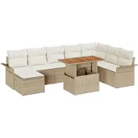 vidaXL Tuinbank Set 9 st beige en crèmekleurig