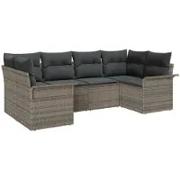 vidaXL Tuinbank Set 6 st Grijs poly rattan