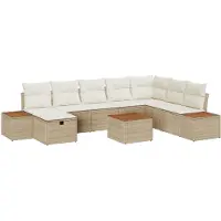 vidaXL Tuinbank Set 9 st Beige poly rattan