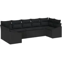 vidaXL Bankstel 7 st Zwart poly rattan