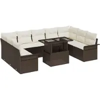 vidaXL Bankset, 10 stuks, bruin, polyrotan