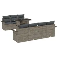 vidaXL Tuinbank Set 8 st Grijs poly rattan