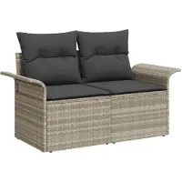 vidaXL Tuinbank Set 7 st Lichtgrijs [Synthetisch]: Poly Riet