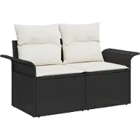 vidaXL Tuinbank Set 8 st Zwart en Crème poly rattan