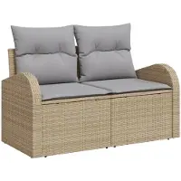 vidaXL Tuinbank Set 7 st Beige Poly rattan