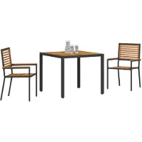vidaXL - Tuin - Eettafel - Set - 3 - pcs - Zwart - en - Bruin - poly - rattan