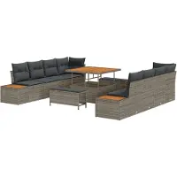 vidaXL Tuinbank Set 11 st Grijs poly rattan