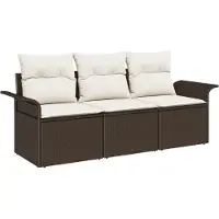 vidaXL Bankstel 3 st 3-Aantal zitplaatsen Bruin en Crème poly rattan