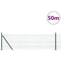 vidaXL gelast draadhek met betonnen voetstuk 50 x 0,4 m Groen Mesh