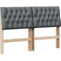 vidaXL Gestoffeerd hoofdbord Donkergrijs 140 cm Massief grenenhout