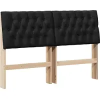 vidaXL Gestoffeerd hoofdbord Zwart 140 cm Massief grenenhout