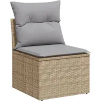 vidaXL Tuinbank Set met opslag 8 pcs Beige Poly rattan