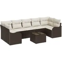 vidaXL Tuinbank Set 8 st 7-Aantal zitplaatsen Bruin poly rattan