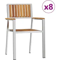 vidaXL Tuinstoel 8 pcs Massief acaciahout en roestvrij staal