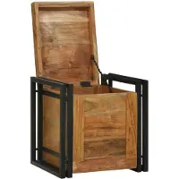 vidaXL Opbergbox Bruin en Zwart 40 x 40 x 40 cm Massief Acacia Hout