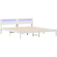 vidaXL Bedframe met hoofdeinde Wit 200 x 200 cm Massief grenenhout