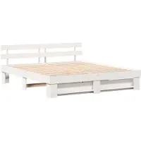 vidaXL Bedframe met hoofdeinde Wit 180 x 200 cm Massief grenenhout