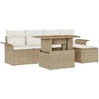 vidaXL Tuinset, 6-delig, beige en crème