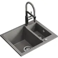 Bergström Prag Spoelbak – 58 x 50 cm met 2 gootstenen Beton