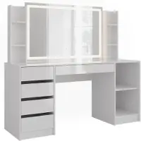Vicco Sherry Kaptafel met licht – 158.2 cm 4 delen Wit/wit hoogglans