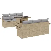 vidaXL Tuinbank Set 7 st Beige poly rattan