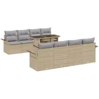 vidaXL Tuinbank Set 9 st Beige poly rattan