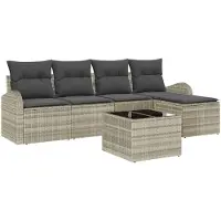 vidaXL Tuinbank Set 6 st Lichtgrijs poly rattan
