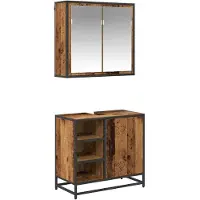 vidaXL Badkamermeubel Set 2 st Oud Hout 65 x 33 x 60 cm Bewerkt hout