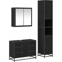 vidaXL Badkamermeubel Set 3 st Zwart Eiken 80 x 33 x 60 cm