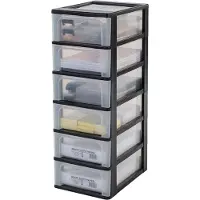 Iris Organizer Chest ladesysteem A4 - 6 middelgrote lades - 6 x 7L - Kunststof - Zwart/Transparant