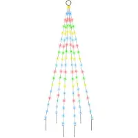 vidaXL Vlaggenmast kerstboom 108 LED's meerkleurig 180 cm