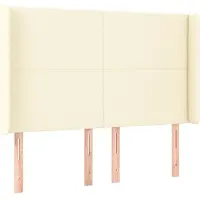 vidaXL Hoofdbord met randen 147x16x118/128 cm kunstleer crèmekleurig