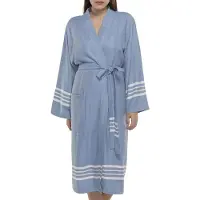 Lalay - hamam badjas Krem Sultan - air blue - L - dames heren badjas - sauna badjas - dunne badjas - 100% gekamd katoen