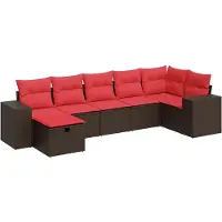 vidaXL 7-delige Loungeset met kussens poly rattan bruin