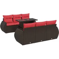 vidaXL 7-delige Loungeset met kussens poly rattan acacia bruin