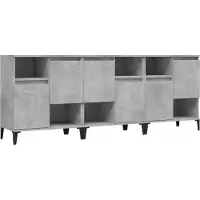 vidaXL Dressoirs 3 st 60x35x70 cm bewerkt hout betongrijs