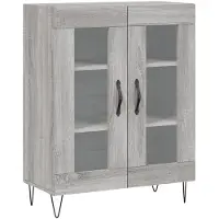 vidaXL Hoge kast 69,5x34x180 cm bewerkt hout grijs sonoma eikenkleurig