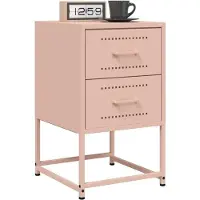 vidaXL Nachtkastjes 2 st 36x39x60,5 cm staal roze