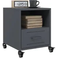 vidaXL Nachtkastjes 2 st 36x39x43,5 cm staal antracietkleurig