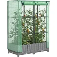 vidaXL Verhoogde tuinbed met kasopbouw, rattanlook, 80x40x123 cm