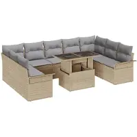 vidaXL Tuinbank Set 10 st Beige Poly rattan