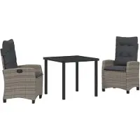 vidaXL Tuin Eettafel Set 3 st Grijs poly rattan